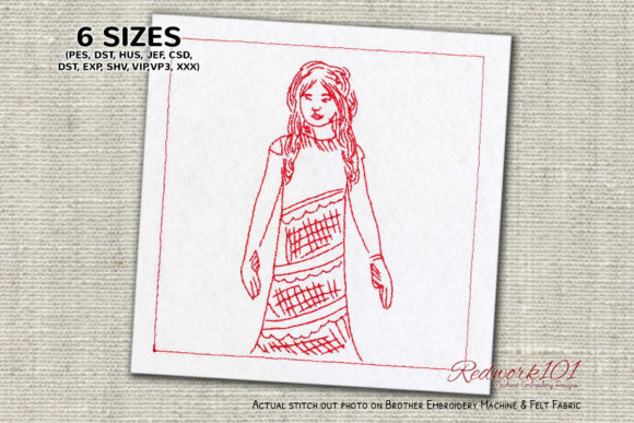 Girl Flaunting Dress Embroidery Design
