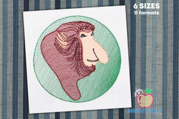 Proboscis Monkey Face in Circle