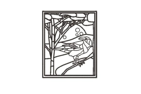 Raven Stained Glass Coloring Page