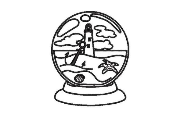 Seaside Snowglobe Embroidery Design